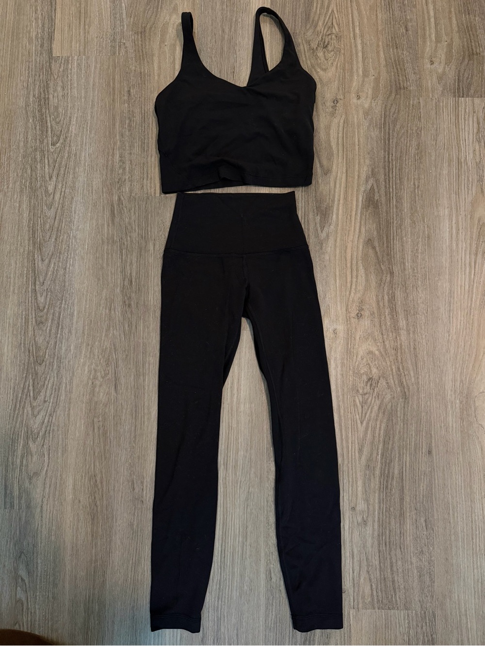 Lululemon align set. Black High-Waist Leggings with Cropped Tank Top